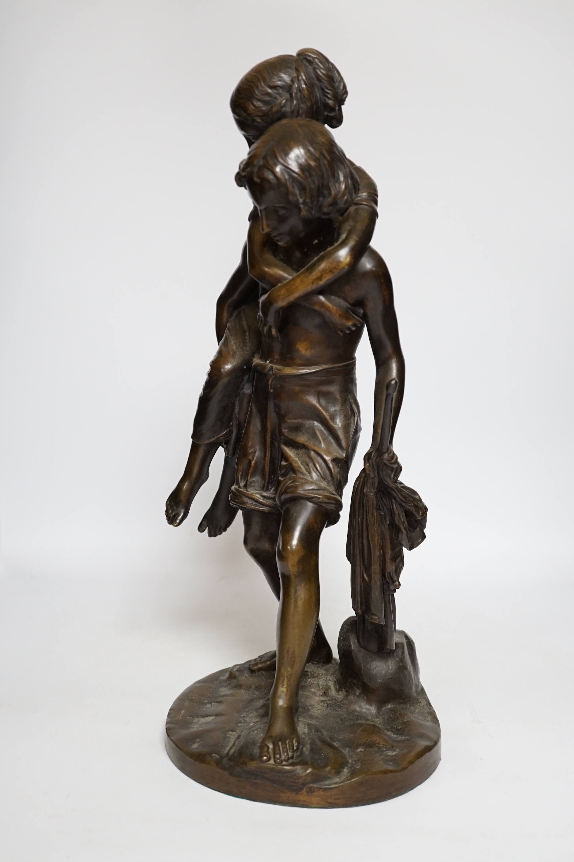 Charles Cumberworth (1811-1852), a bronze figure group, 47cm